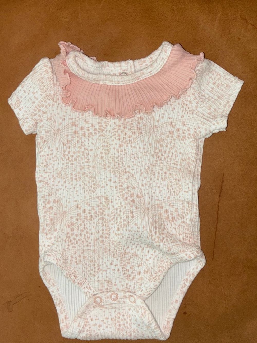 Rachel Zoe Pink Ruffle-Collar Floral One-Piece Bodysuit